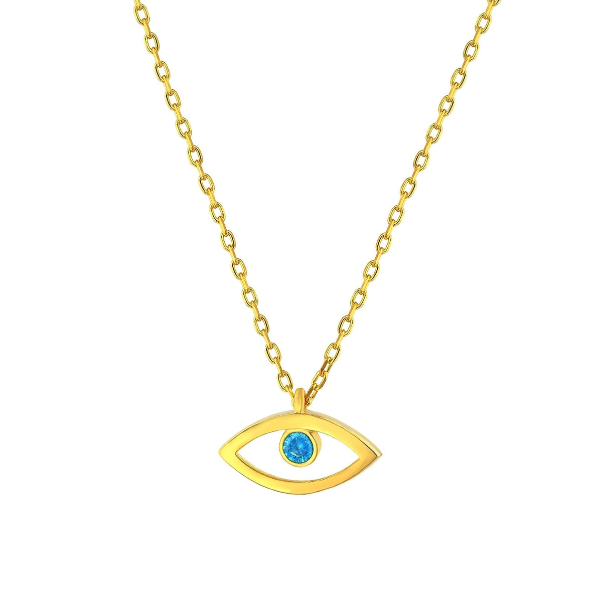 MYSTIC JEWELS By Dalia - Collar de la Suerte Ojo Turco Plata de Ley 925 Minimalista, forma del ojo, con Circonita de azul claro y bolsita delicada para regalar