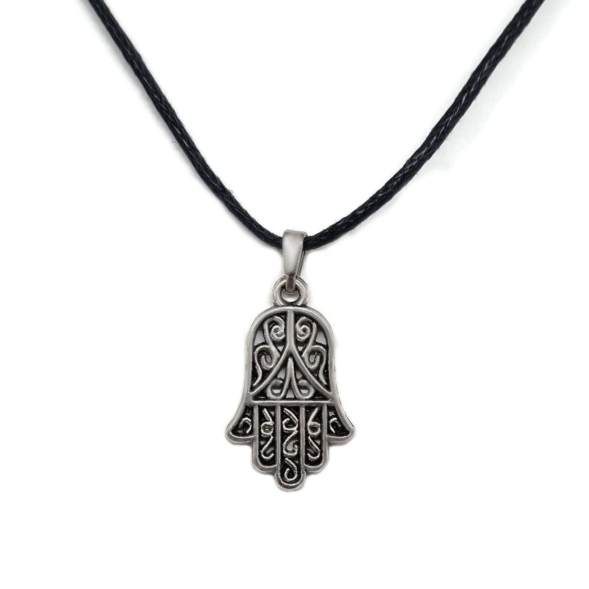 MYSTIC JEWELS - Colgante Mano de Fatima (Hamsa) para buena suerte y mal de ojo, mujeres y hombres, regalar (Modelo 2)