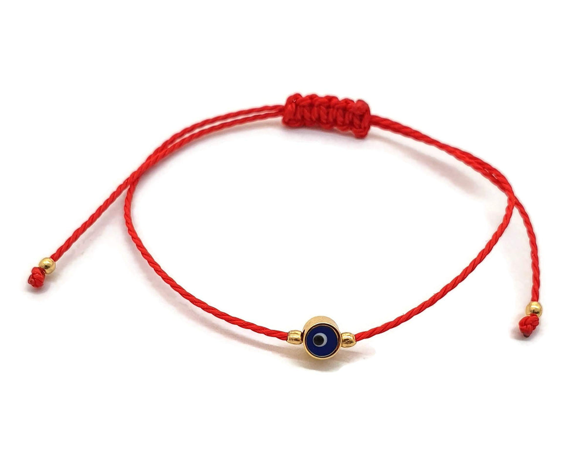 MYSTIC JEWELS by Dalia - Pulsera Hilo Rojo - Ojo Turco Azul girando para Buene Suerte