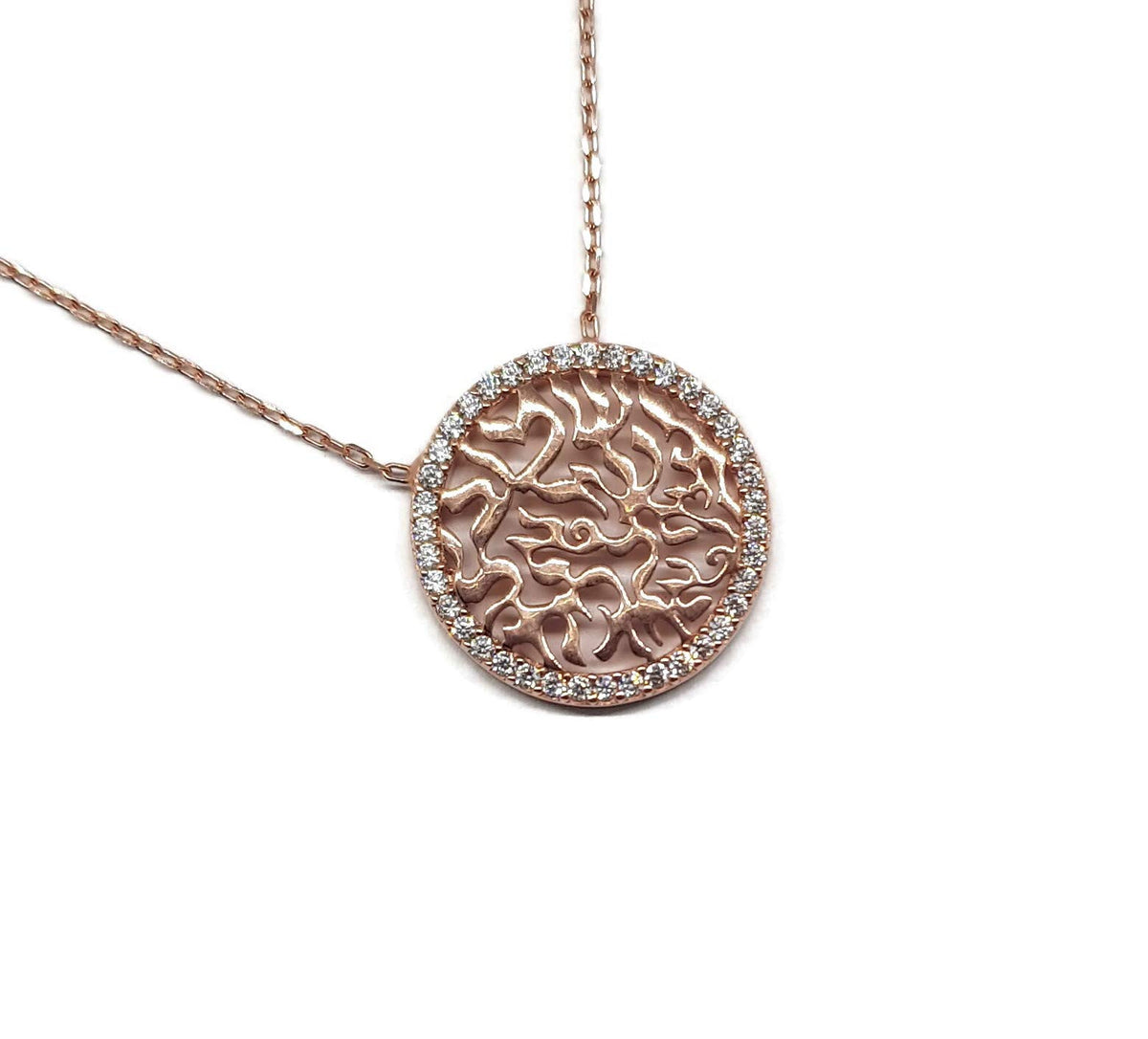 MYSTIC JEWELS by Dalia - Shema Israel Collar con circonitas Alrededor - Hecho a Mano