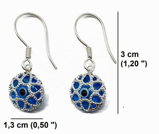MYSTIC JEWELS By Dalia - Pendiente mal de ojo de cristal y plata de ley 925 - ojo turco filigrana - para buene Suerte