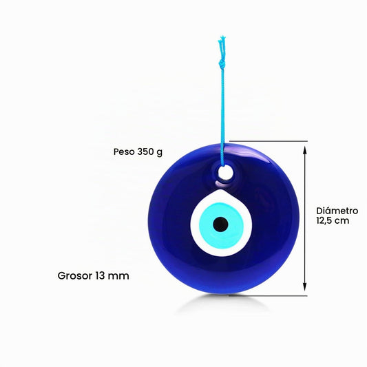 MYSTIC JEWELS - Cristal contra el Mal de Ojo,Azul y Blanco, Ojo Turco Grande 12 cm Approx con Agujero, Encantos de Buena Suerte para Colgar en La Pared (Clásico)