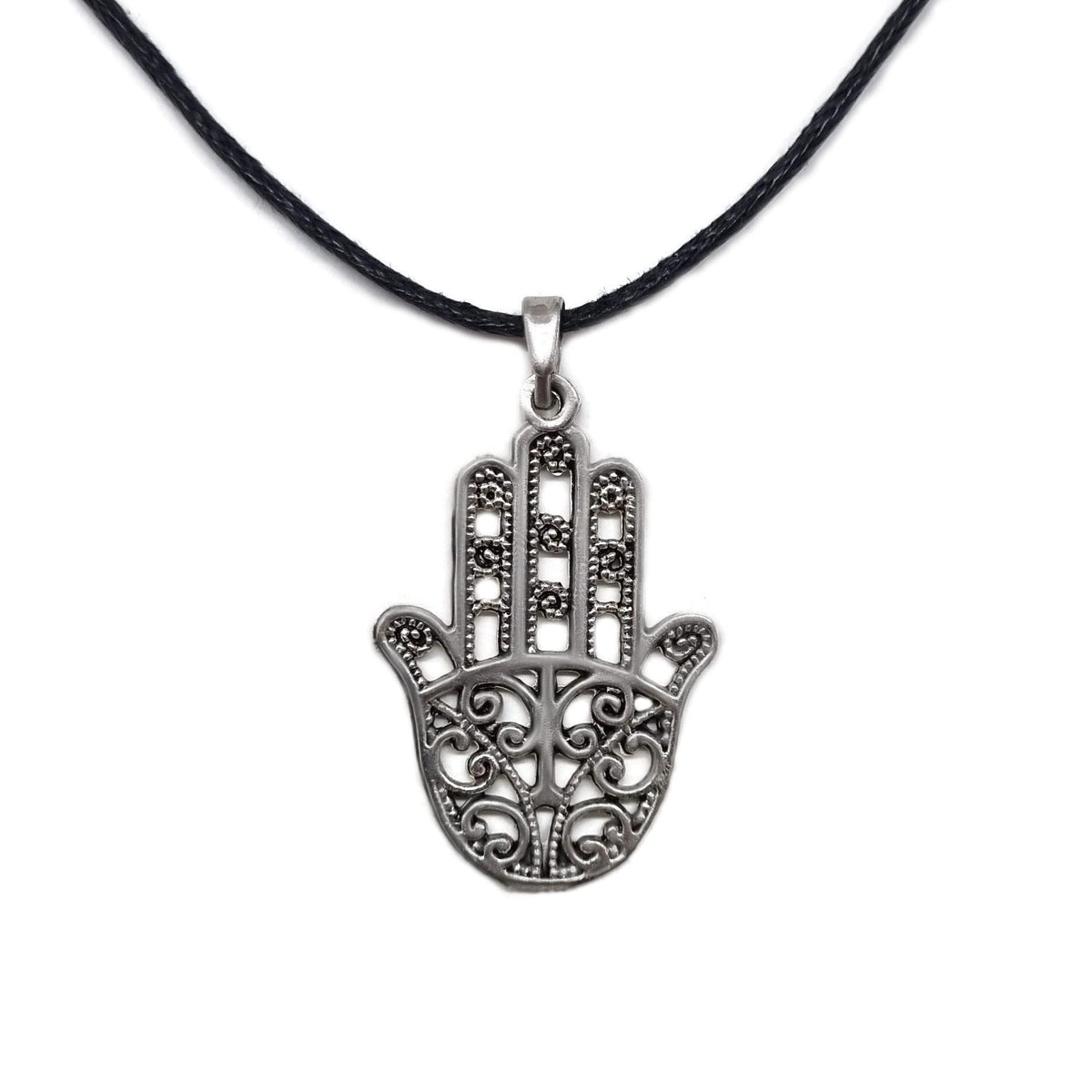 MYSTIC JEWELS - Colgante Mano de Fatima (Hamsa) para buena suerte y mal de ojo, mujeres y hombres, regalar