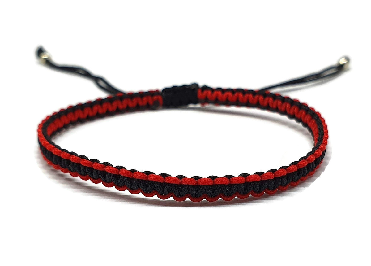 MYSTIC JEWELS - Pulsera Macrame - Kabbalah de Hilo con 2 colores, Amuleto, protección Mal de Ojo, Buena Suerte, Good Luck (Rojo - Negro)