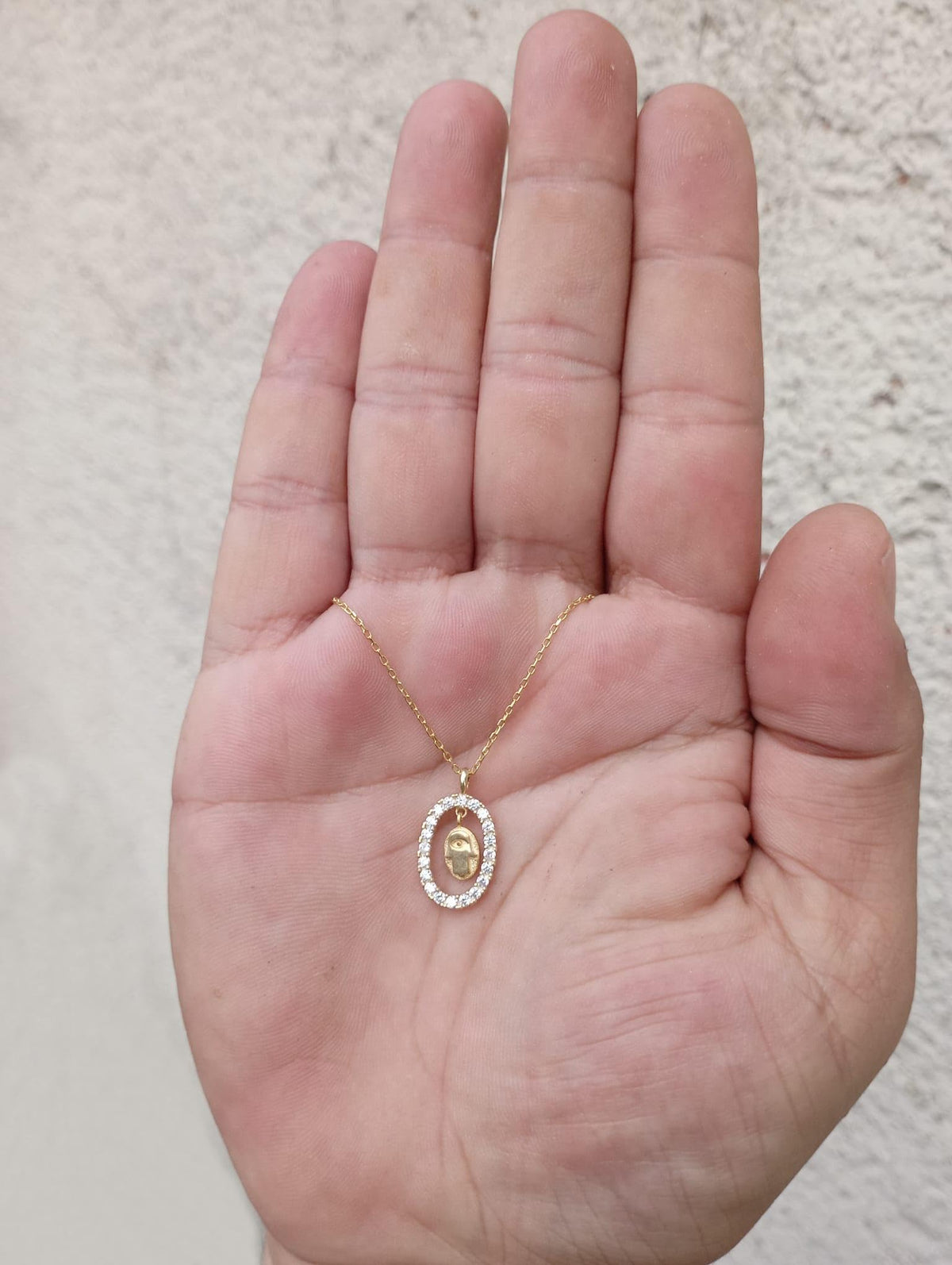 MYSTIC JEWELS - Colgante Mano de Fátima y Mal de Ojo con piedras, Joyeria Plata de Ley 925, minimalista, para Mujeres y Niñas con Caja para regalar