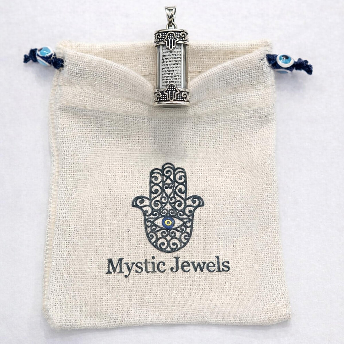 MYSTIC JEWELS - Colgante de Mezuzá en Plata de Ley 925 – Inscripción del Shemá Israel en Hebreo (Incluye Bolsa de Regalo