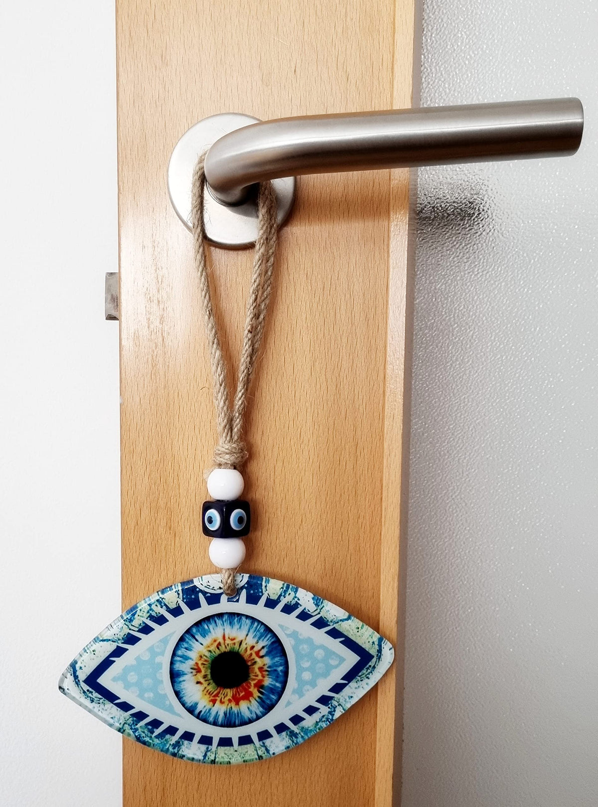 MYSTIC JEWELS - Adorno Decoración de Pared de Cristal Evil Eye (Ojo Turco) para el hogar, Amuleto de la Suerte, Regalo, Cumpleaños