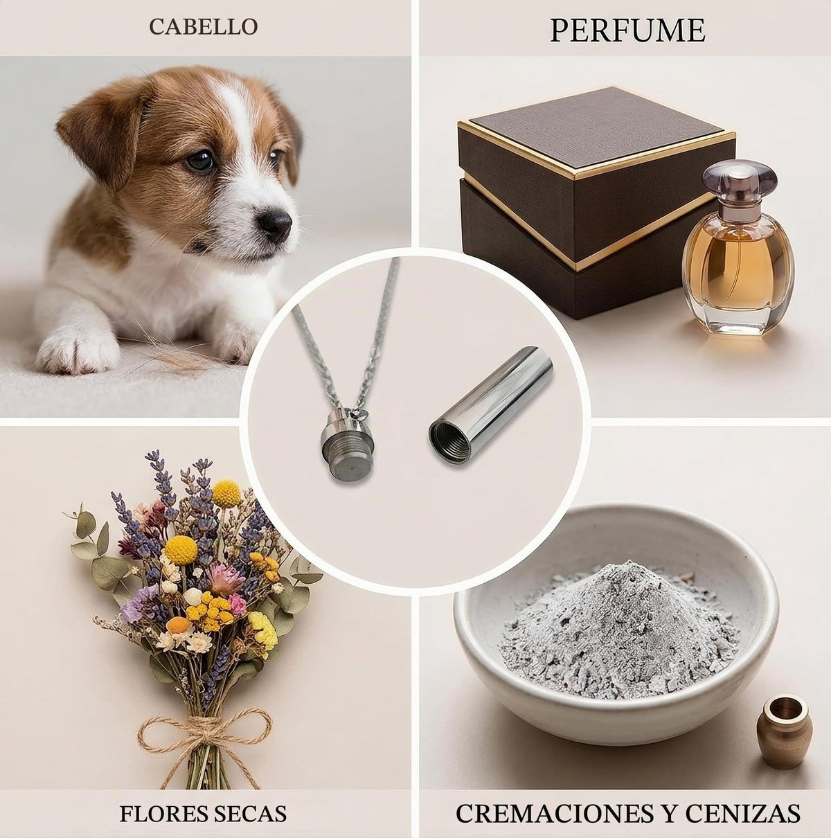 MYSTIC JEWELS - Collar Urna Cilíndrica de Acero Inoxidable - Colgante para Cenizas y Recuerdos - Guardián de Memoria Impermeable con Cadena de 60cm