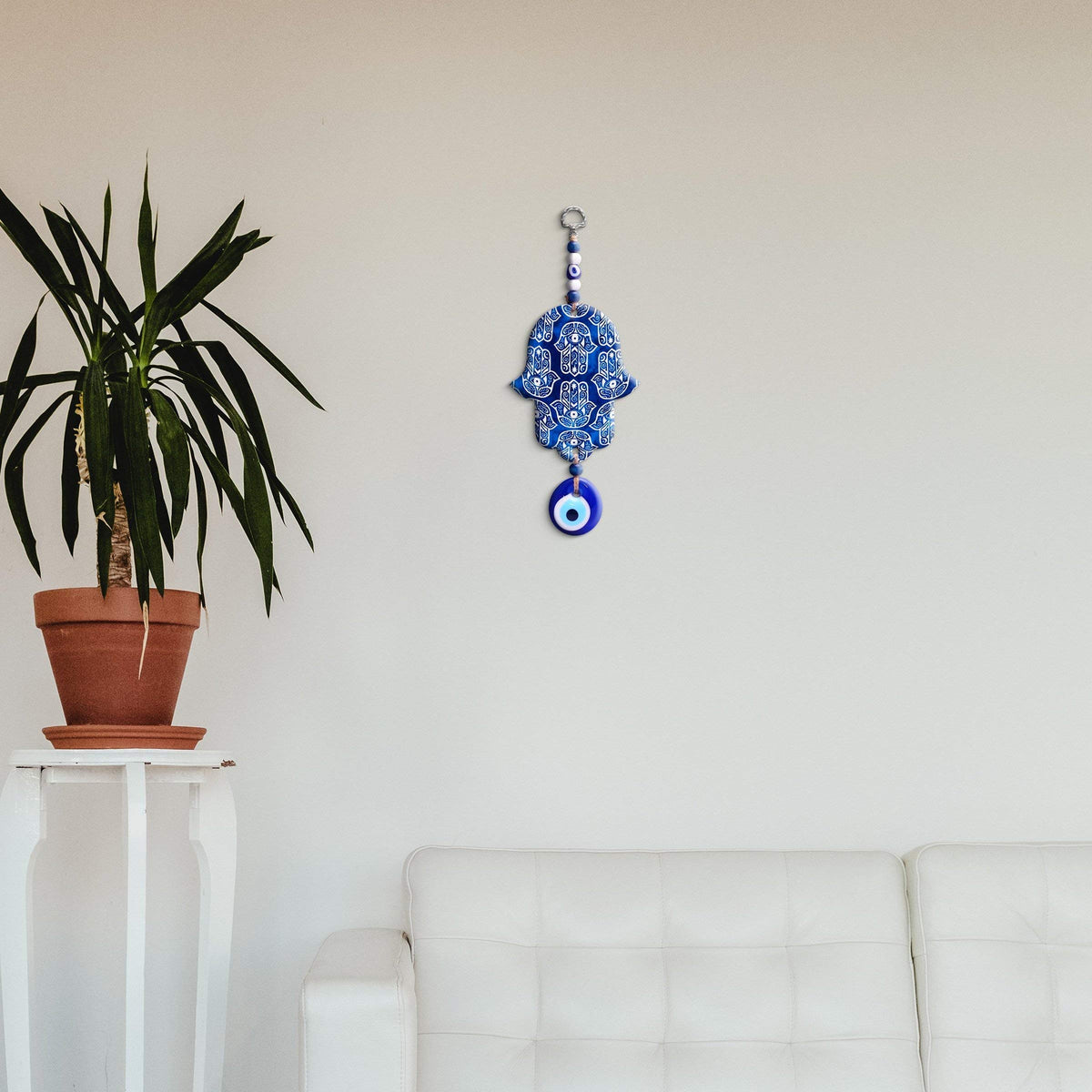MYSTIC JEWELS - Hamsa de la Mano de Fatima en Madera con Ojo turco para Buene Suerte y Energia en Casa (Color 1)