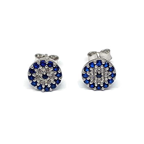 MYSTIC JEWELS by Dalia - Pendiente Plata de ley 925 - ojo turco con circonita cúbica (Redondo)