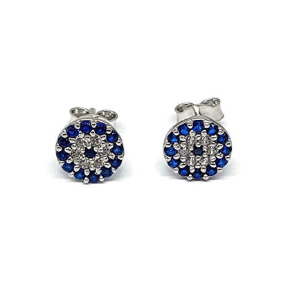 MYSTIC JEWELS by Dalia - Pendiente Plata de ley 925 - ojo turco con circonita cúbica (Redondo)