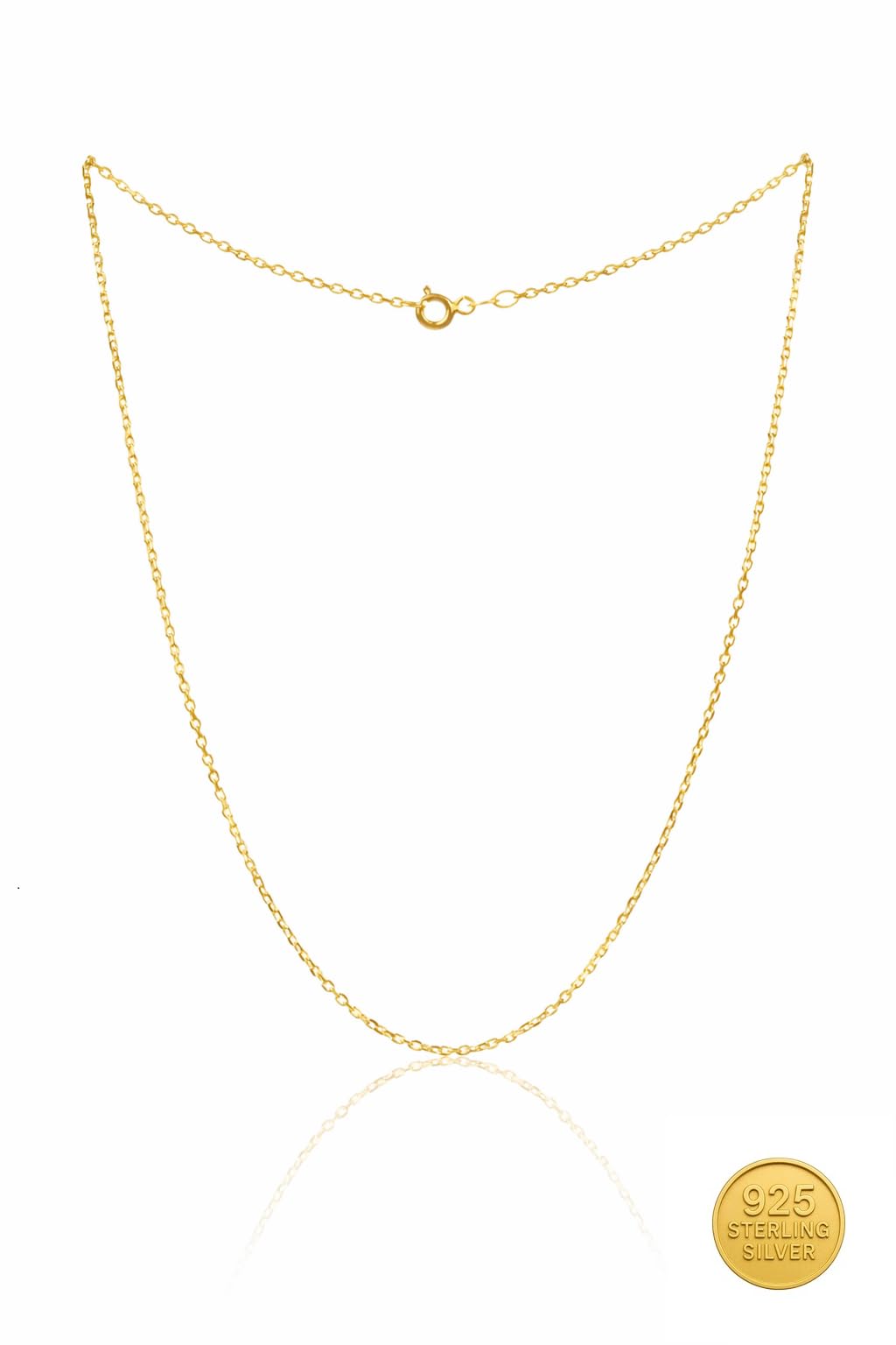 MYSTIC JEWELS – Cadena Collar de Plata de Ley 925 con Baño de Oro 14K, Forzada Diamantada 1 mm para Mujer, disponible en 40,45,50,55,60 cm
