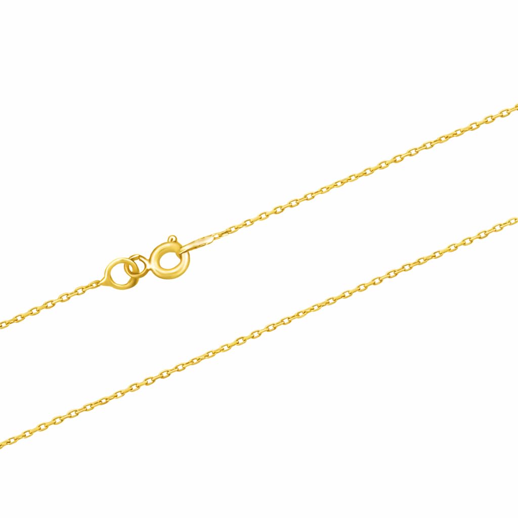 MYSTIC JEWELS – Cadena Collar de Plata de Ley 925 con Baño de Oro 14K, Forzada Diamantada 1 mm para Mujer, disponible en 40,45,50,55,60 cm