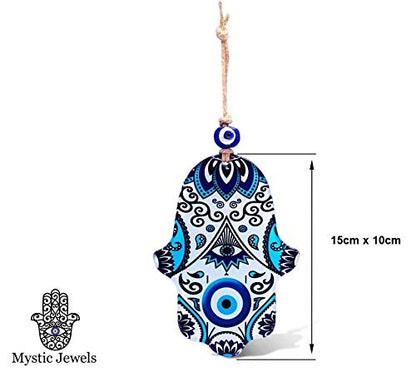MYSTIC JEWELS - Adorno de Pared en Forma de Hamsa (Mano de Fátima) de Cristal para Llevar Salud y éxito a casa