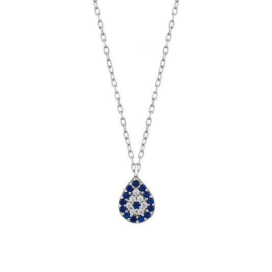 MYSTIC JEWELS - Collar de plata de ley 925 - con zirconitas - Colgante de Ojo Turco, para buena suerte, minimalista