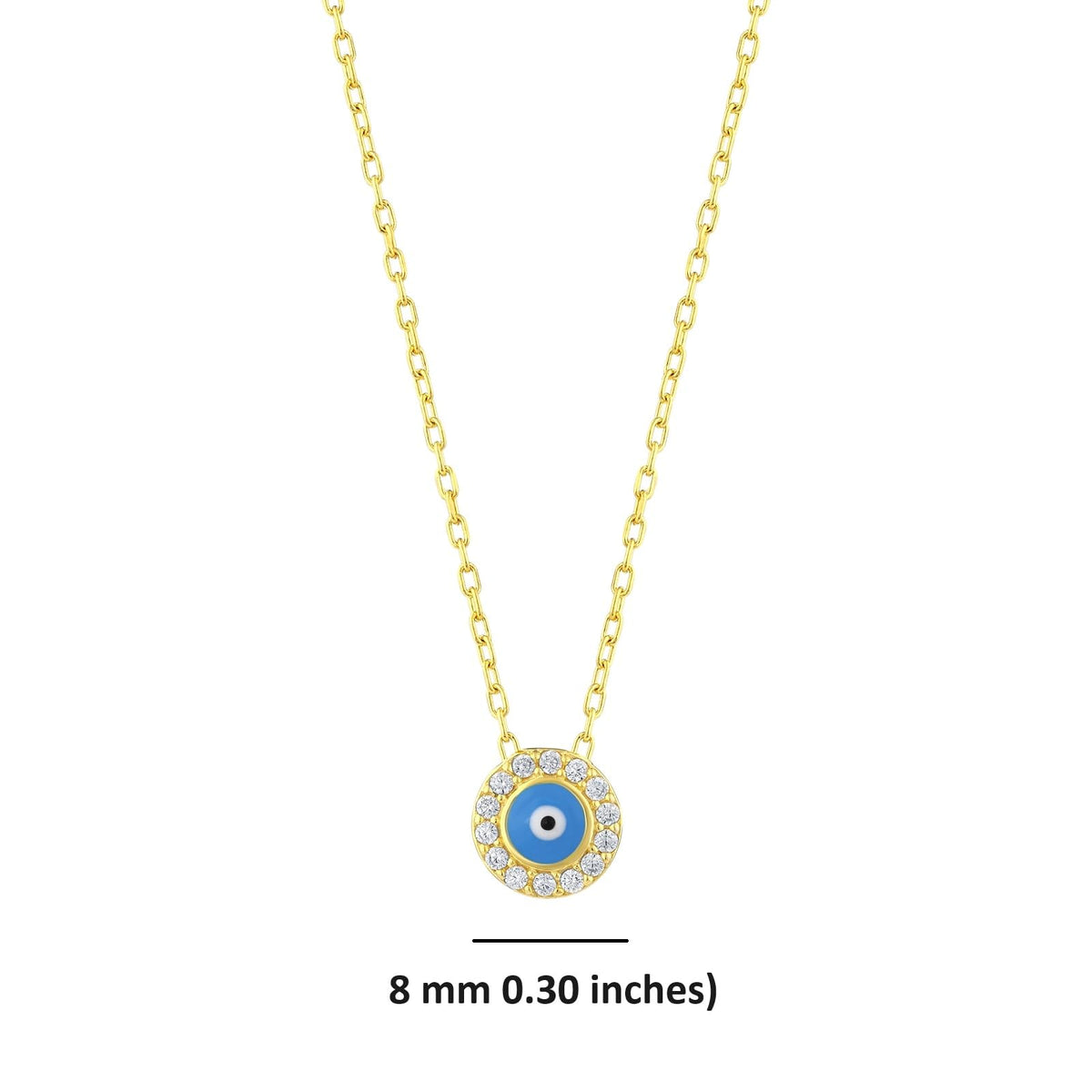 MYSTIC JEWELS - Collar de Mal de Ojo Turco de Plata Esterlina 925 con Circonias Cúbicas - Estilos Rhodium y Chapado en Oro, mujeres, niñas, regalo
