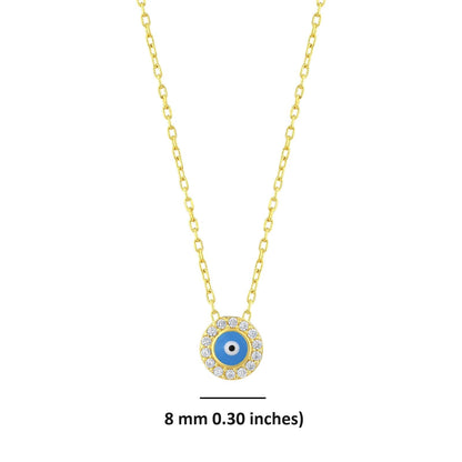 MYSTIC JEWELS - Collar de Mal de Ojo Turco de Plata Esterlina 925 con Circonias Cúbicas - Estilos Rhodium y Chapado en Oro, mujeres, niñas, regalo