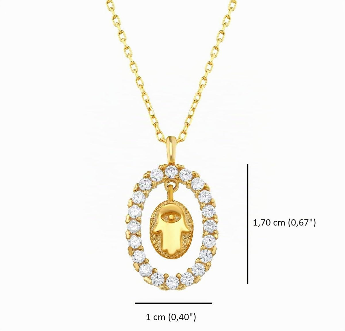 MYSTIC JEWELS - Colgante Mano de Fátima y Mal de Ojo con piedras, Joyeria Plata de Ley 925, minimalista, para Mujeres y Niñas con Caja para regalar