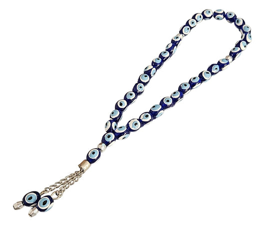MYSTIC JEWELS - Tespih Tasbih Misbaha Rosario - 33 cuentas - Nazar Boncuk - Ojo Turco Azul