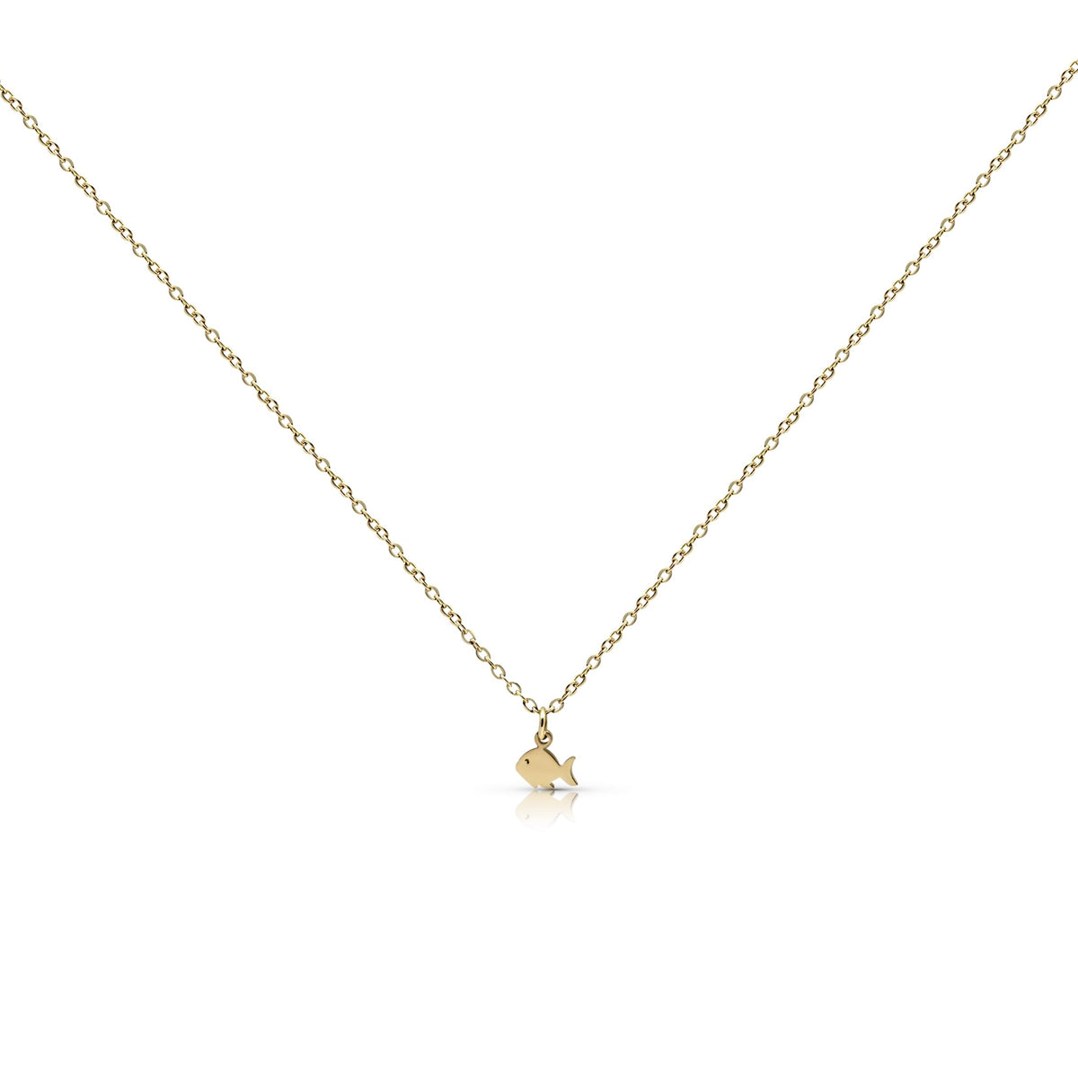 MYSTIC JEWELS - Collar Mujer Acero Inoxidable Dorado, Colgante Minimalista, Cadena Ajustable 40+5 cm, Joyería Fina para Uso Diario, caja de Regalo (Pez)