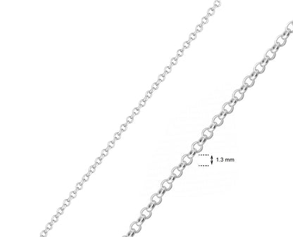 MYSTIC JEWELS By Dalia - Collar Plata de Ley 925 Rodiada Rolo de 1,3 mm, para mujer, sin colgante, disponible en 40,45,50 cm