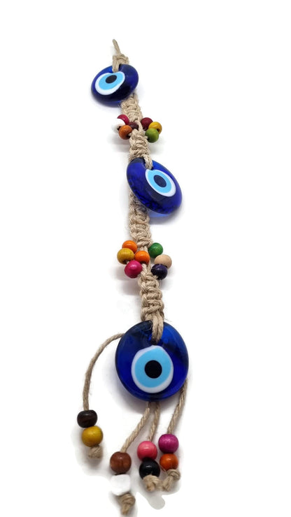 MYSTIC JEWELS -Adorno de Tres Ojo Turcos en Cristal con Jude para Colgar