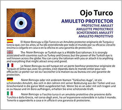 Mystic Jewels - Colgante Ojo Turco con Mano de Fatima para Pared y Evitar Mal Ojos en tu casa