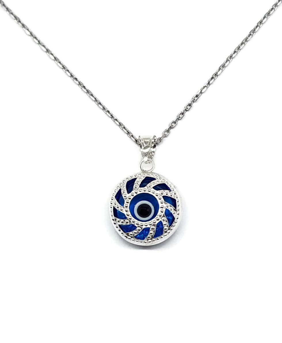 MYSTIC JEWELS By Dalia - Collar Mal de Ojo de Cristal y Plata de Ley 925 - Ojo turco (Redondo)