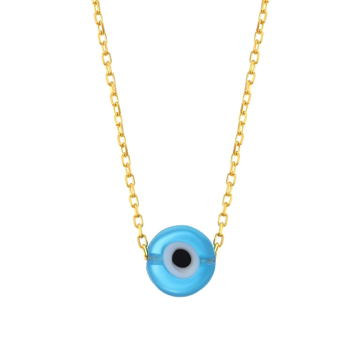 MYSTIC JEWELS - Plata de Ley 925 Collar de estilo Bohemio sencillo con colgante de Mal de ojo Cristal, Protección de Suerte, Joyería para mujeres