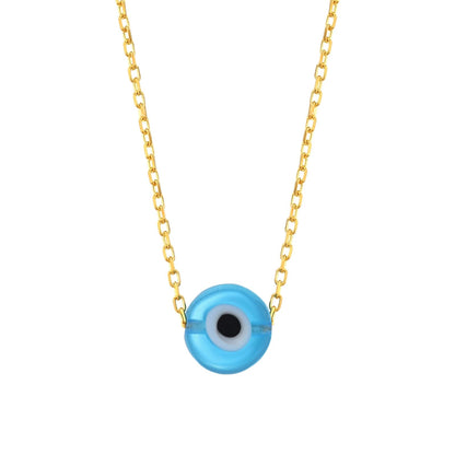 MYSTIC JEWELS - Plata de Ley 925 Collar de estilo Bohemio sencillo con colgante de Mal de ojo Cristal, Protección de Suerte, Joyería para mujeres