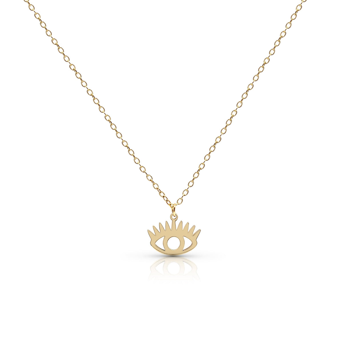 MYSTIC JEWELS - Collar Mujer Acero Inoxidable Dorado, Colgante Minimalista, Cadena Ajustable 40+5 cm, Joyería Fina para Uso Diario, caja de Regalo (Ojo)