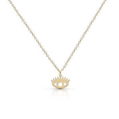 MYSTIC JEWELS - Collar Mujer Acero Inoxidable Dorado, Colgante Minimalista, Cadena Ajustable 40+5 cm, Joyería Fina para Uso Diario, caja de Regalo (Ojo)