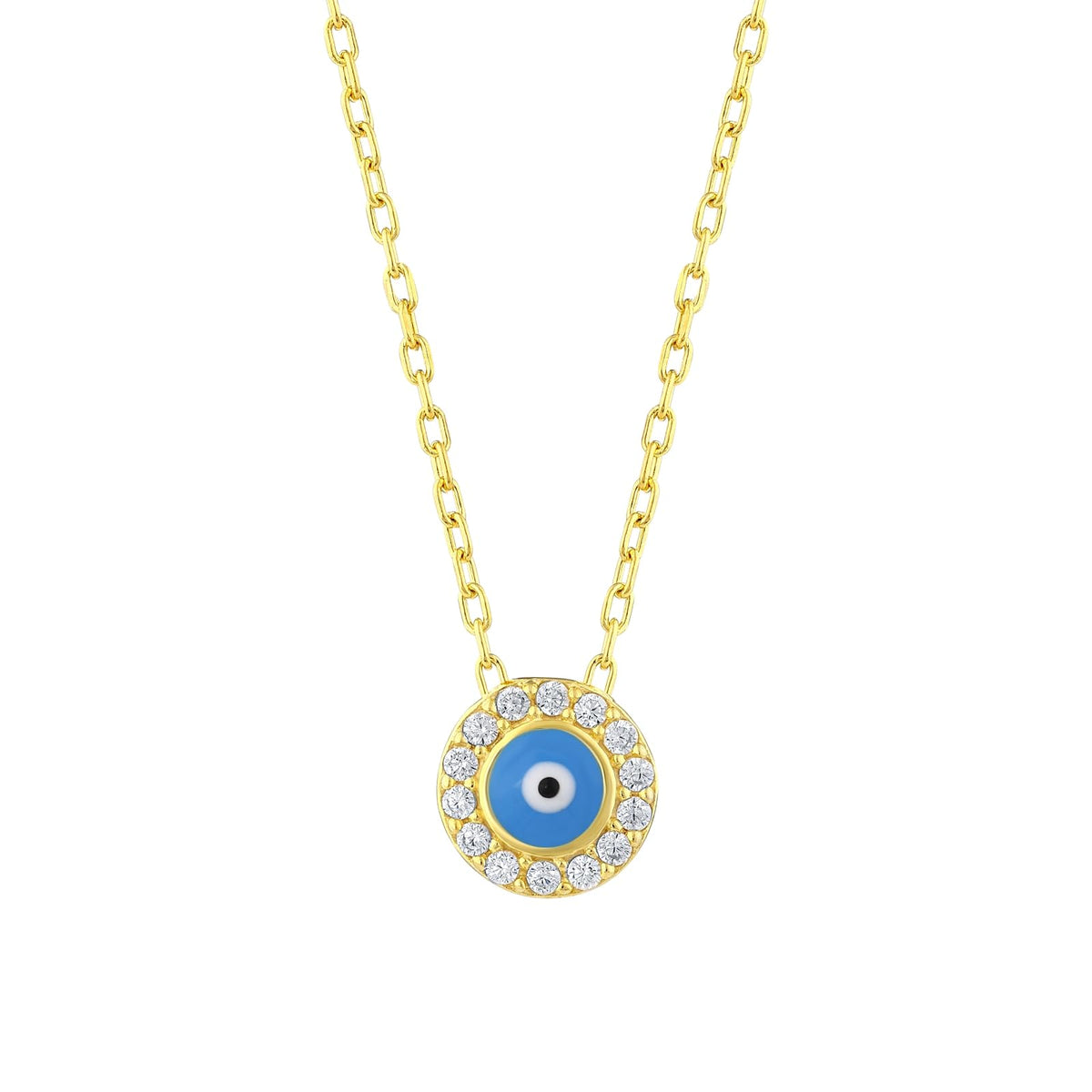 MYSTIC JEWELS - Collar de Mal de Ojo Turco de Plata Esterlina 925 con Circonias Cúbicas - Estilos Rhodium y Chapado en Oro, mujeres, niñas, regalo