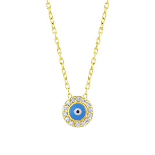 MYSTIC JEWELS - Collar de Mal de Ojo Turco de Plata Esterlina 925 con Circonias Cúbicas - Estilos Rhodium y Chapado en Oro, mujeres, niñas, regalo