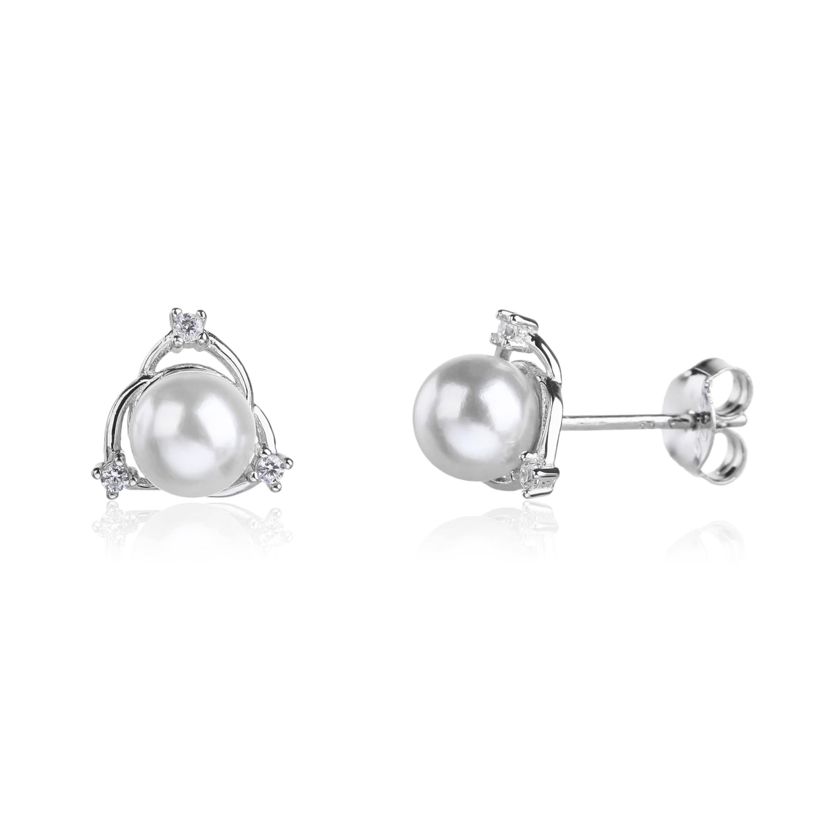 MYSTIC JEWELS - Pendientes de Perla con Plata de Ley 925, Diseño Delicado y Minimalista, 8 mm, Cierre Seguro (Plata de Ley 925)