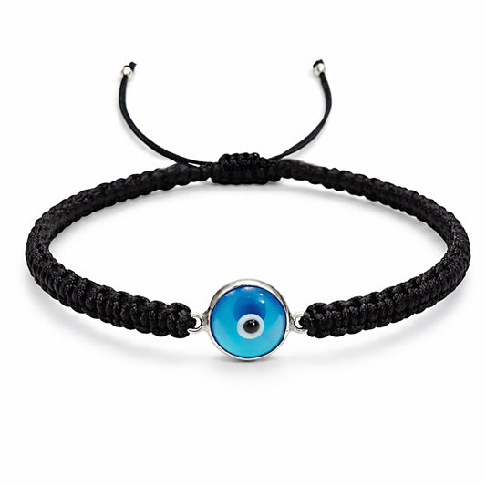 MYSTIC JEWELS - Pulsera de Macramé con Ojo Turco en Plata de Ley 925