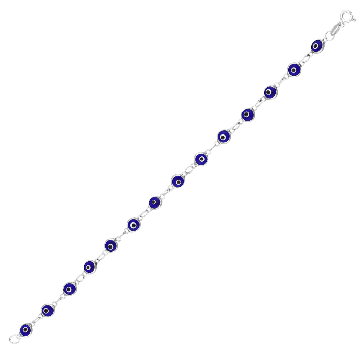 MYSTIC JEWELS by Dalia - Pulsera de Plata con Amuletos Mal de Ojo Azules, 19cm