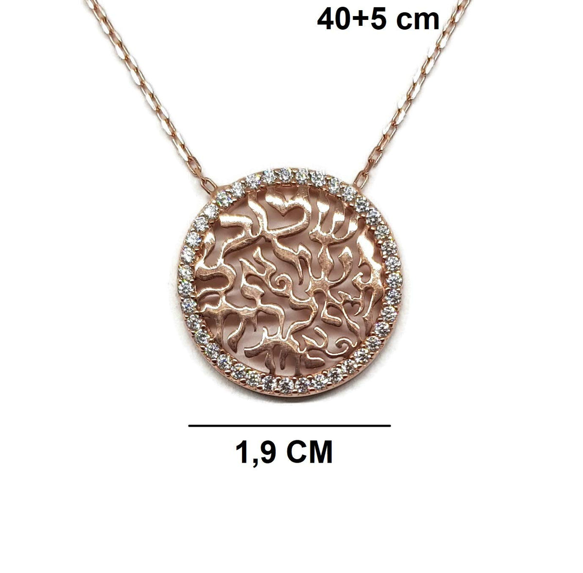 MYSTIC JEWELS by Dalia - Shema Israel Collar con circonitas Alrededor - Hecho a Mano