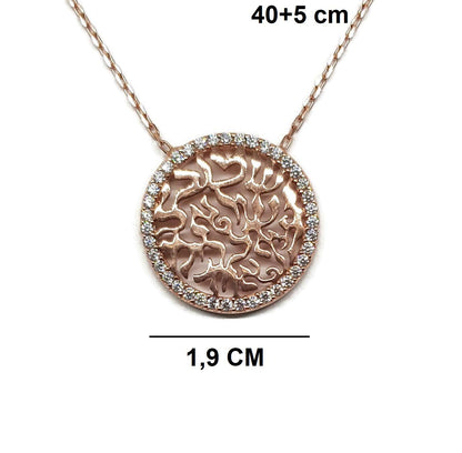 MYSTIC JEWELS by Dalia - Shema Israel Collar con circonitas Alrededor - Hecho a Mano