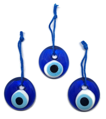 Ojo Turco para Colgar, Cristal contra Mal de Ojo Azul, para la Buena Suerte, 4cm de diametro con Aguero y Hilo, Nazar boncuk, Evil Eye