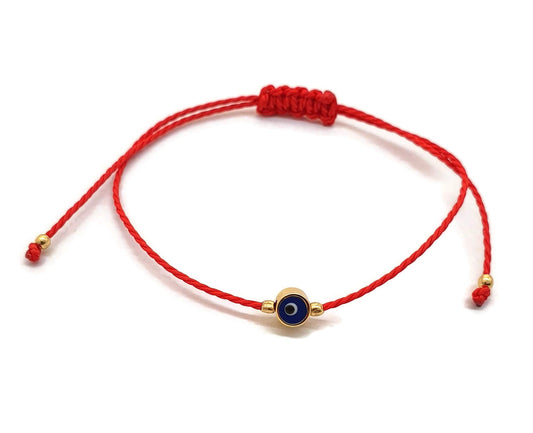 MYSTIC JEWELS by Dalia - Pulsera Hilo Rojo - Ojo Turco Azul girando para Buene Suerte