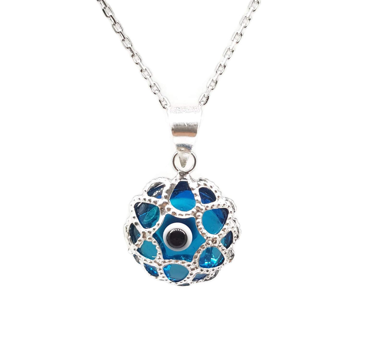 MYSTIC JEWELS By Dalia - Collar mal de ojo de cristal y plata de ley 925 - ojo turco filigrana - - para hombres y mujeres
