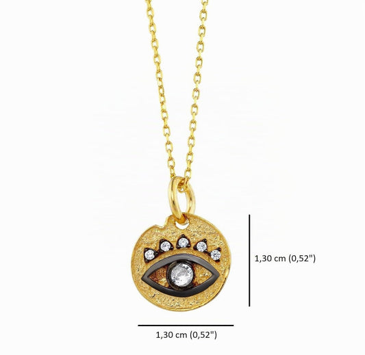 MYSTIC JEWELS - Colgante Mano de Fátima y Mal de Ojo con piedras, Joyeria Plata de Ley 925, minimalista, para Mujeres y Niñas con Caja para regalar (A)