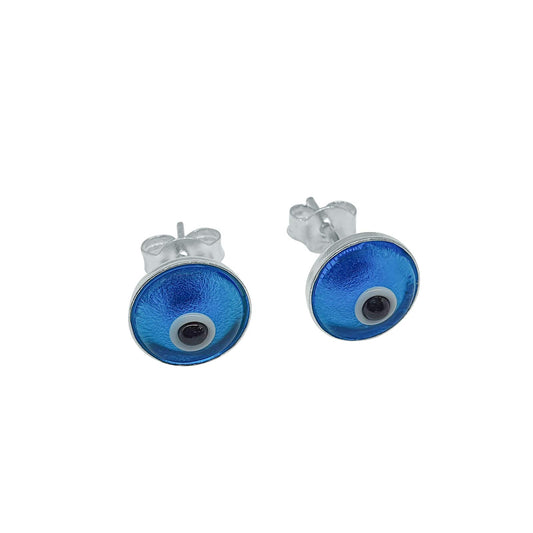 MYSTIC JEWELS - Pendientes Mal de Ojo turco pequeño en cristal - Plata de Ley 925