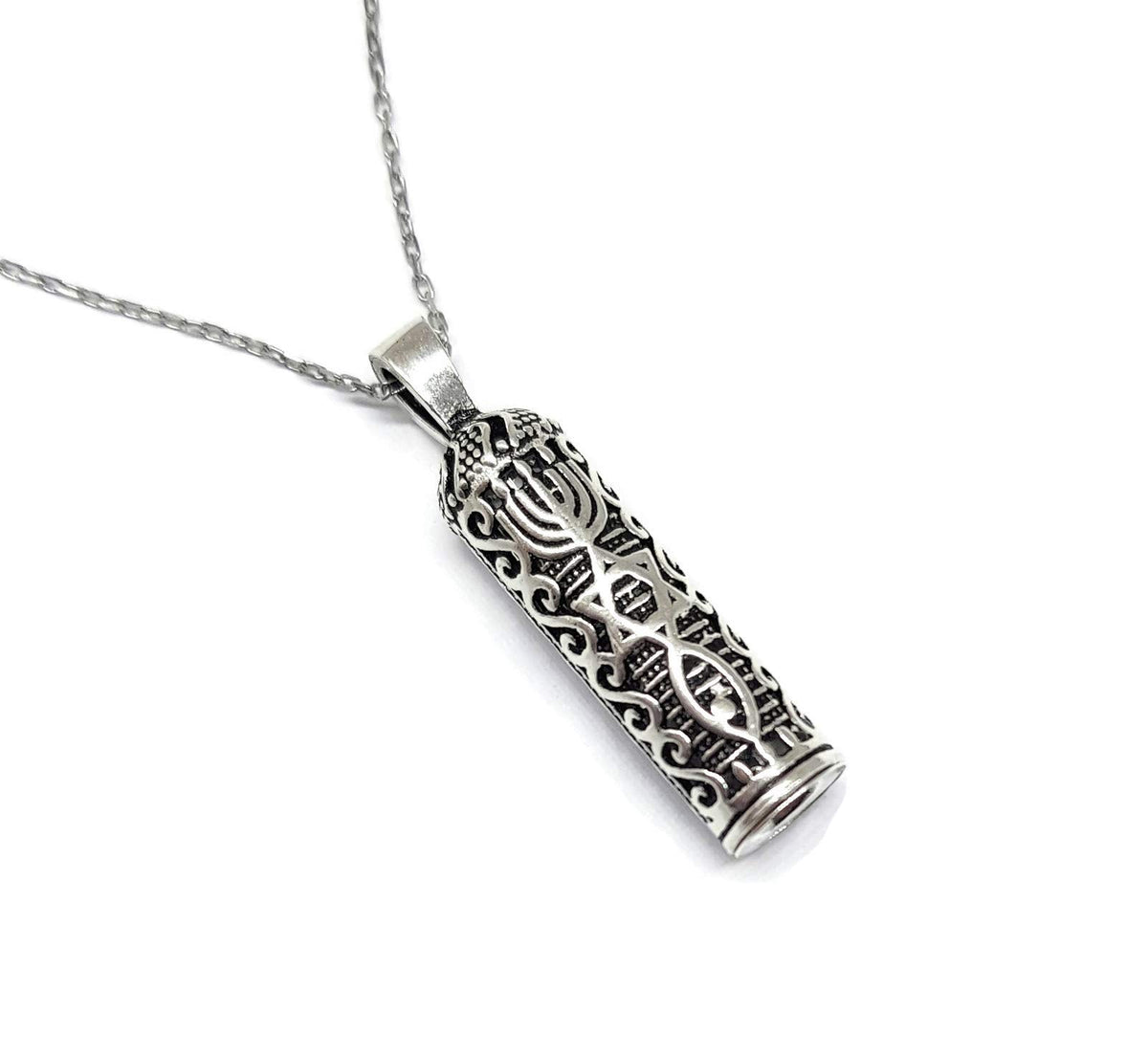 MYSTIC JEWELS by Dalia - 925 ley de plata diseñado para suerte mezuzá de Mesies Simbolos con cadena de plata