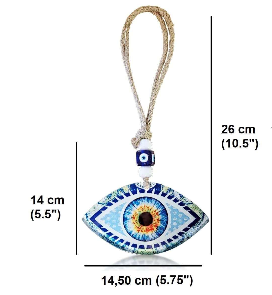 MYSTIC JEWELS - Adorno Decoración de Pared de Cristal Evil Eye (Ojo Turco) para el hogar, Amuleto de la Suerte, Regalo, Cumpleaños