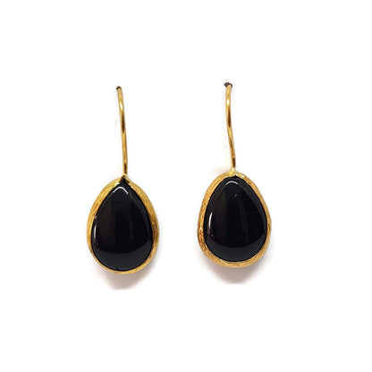 Mystic Jewels by Dalia - Pendientes Largos forma de gota con Piedra Natural Mujer Fiestas Boda (Negro)