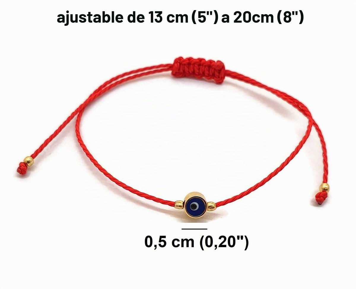MYSTIC JEWELS by Dalia - Pulsera Hilo Rojo - Ojo Turco Azul girando para Buene Suerte