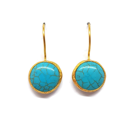MYSTIC JEWELS by Dalia - Pendientes Largos Redondos con Piedra Natural Mujer Fiestas Boda