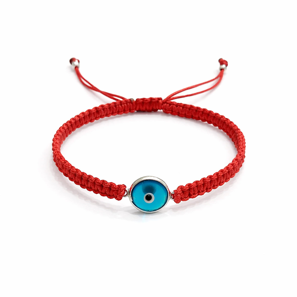 MYSTIC JEWELS - Pulsera de Macramé con Ojo Turco en Plata de Ley 925 (Rojo)